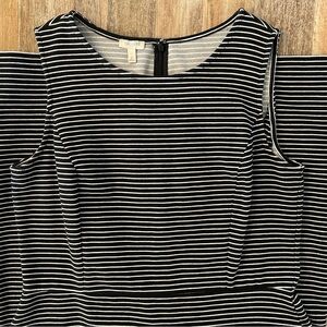 Talbots Black and White Sleeveless Striped Textured Dress, Size 12